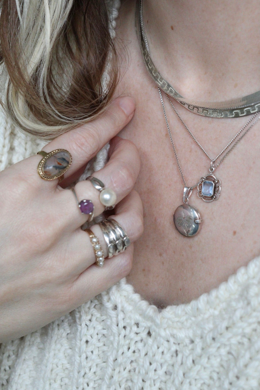 The Herringbone Chain - vintage silver necklace