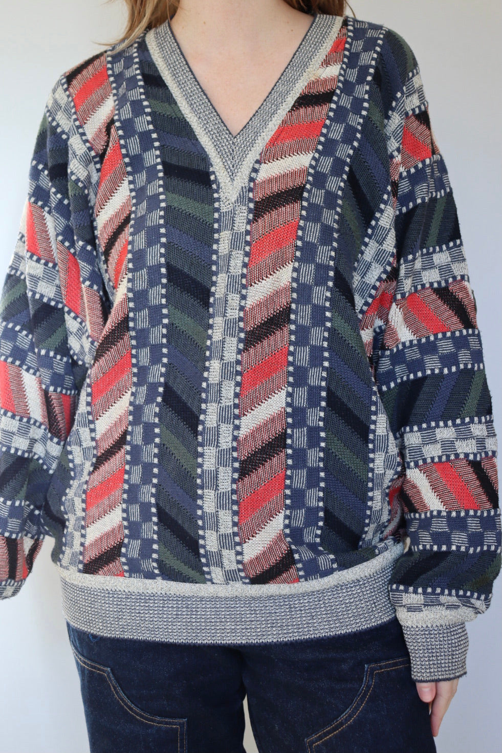 The Geometric V-neck - vintage Carlo Colucci sweater - S up to XL