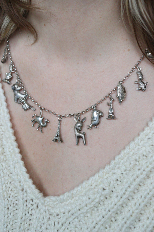 The Charm Necklace - vintage silver charm necklace