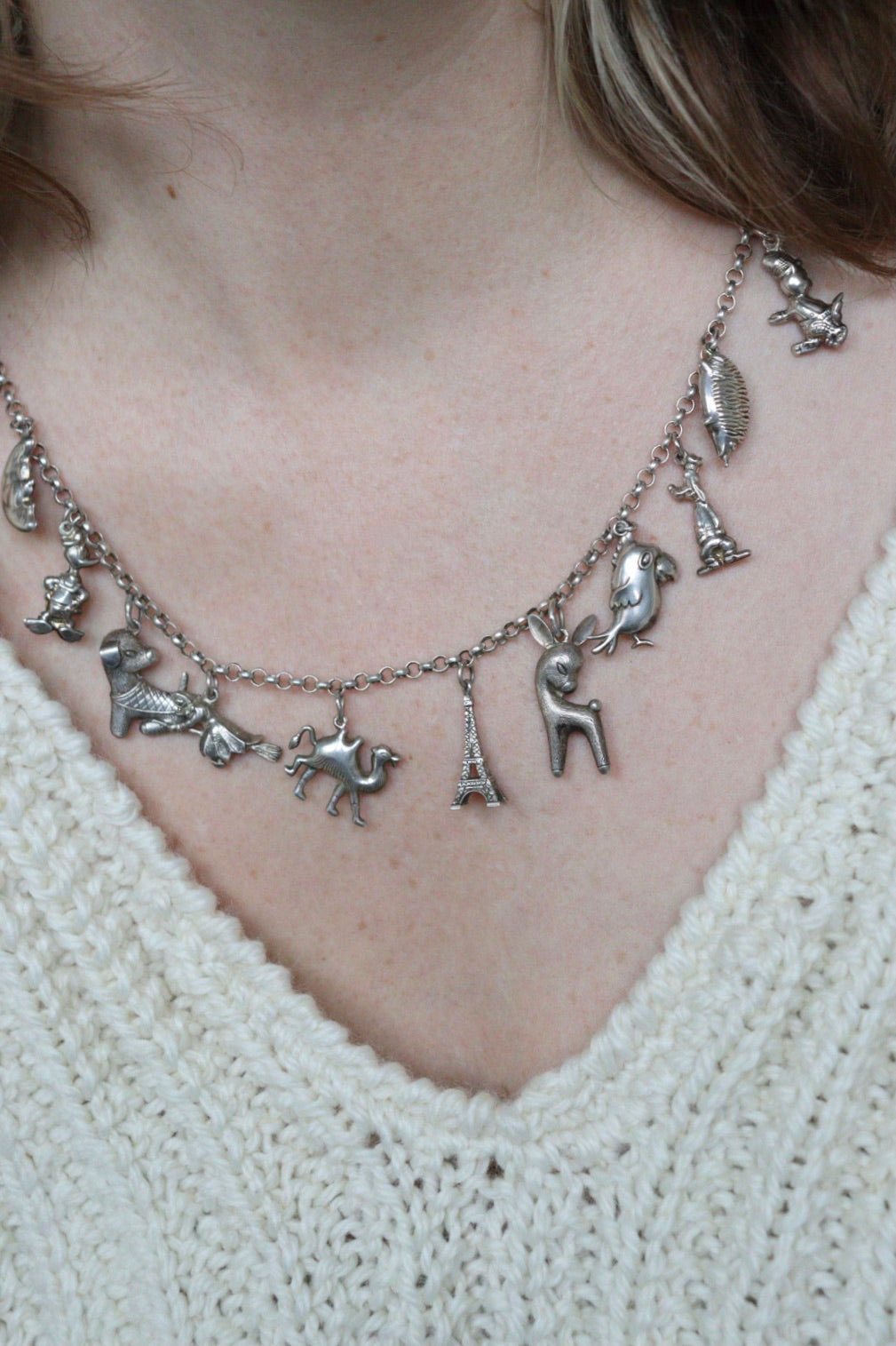 The Charm Necklace - vintage silver charm necklace