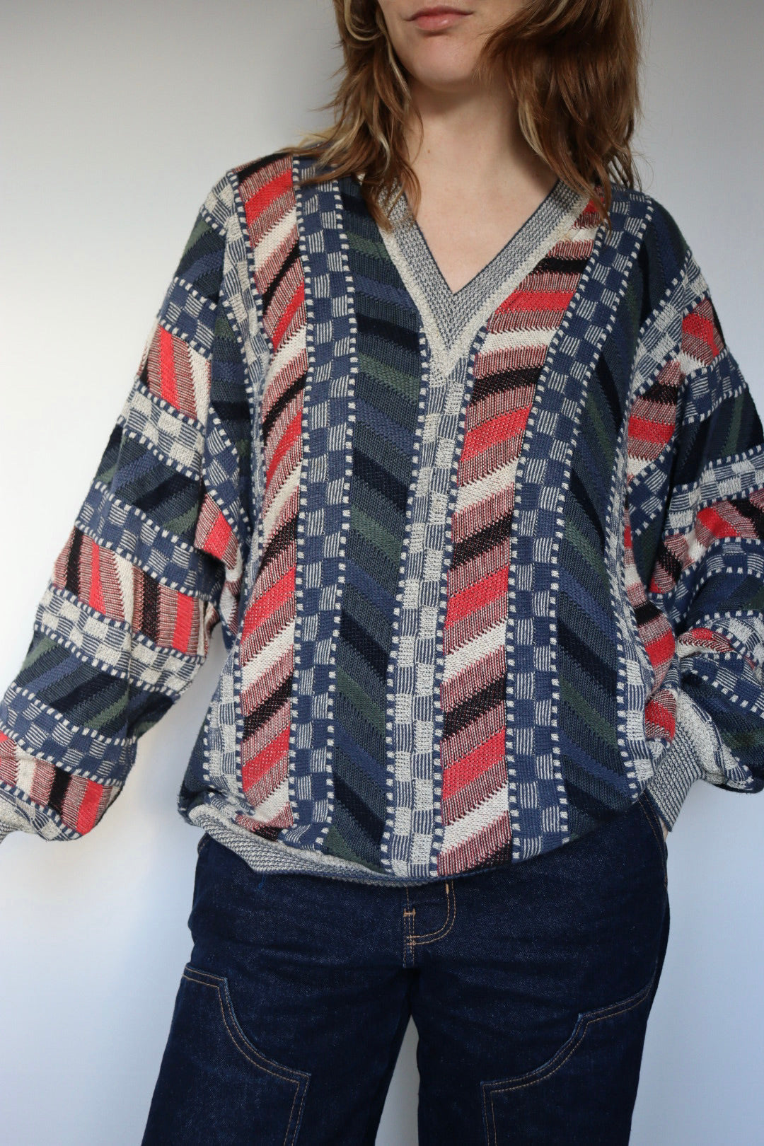 The Geometric V-neck - vintage Carlo Colucci sweater - S up to XL