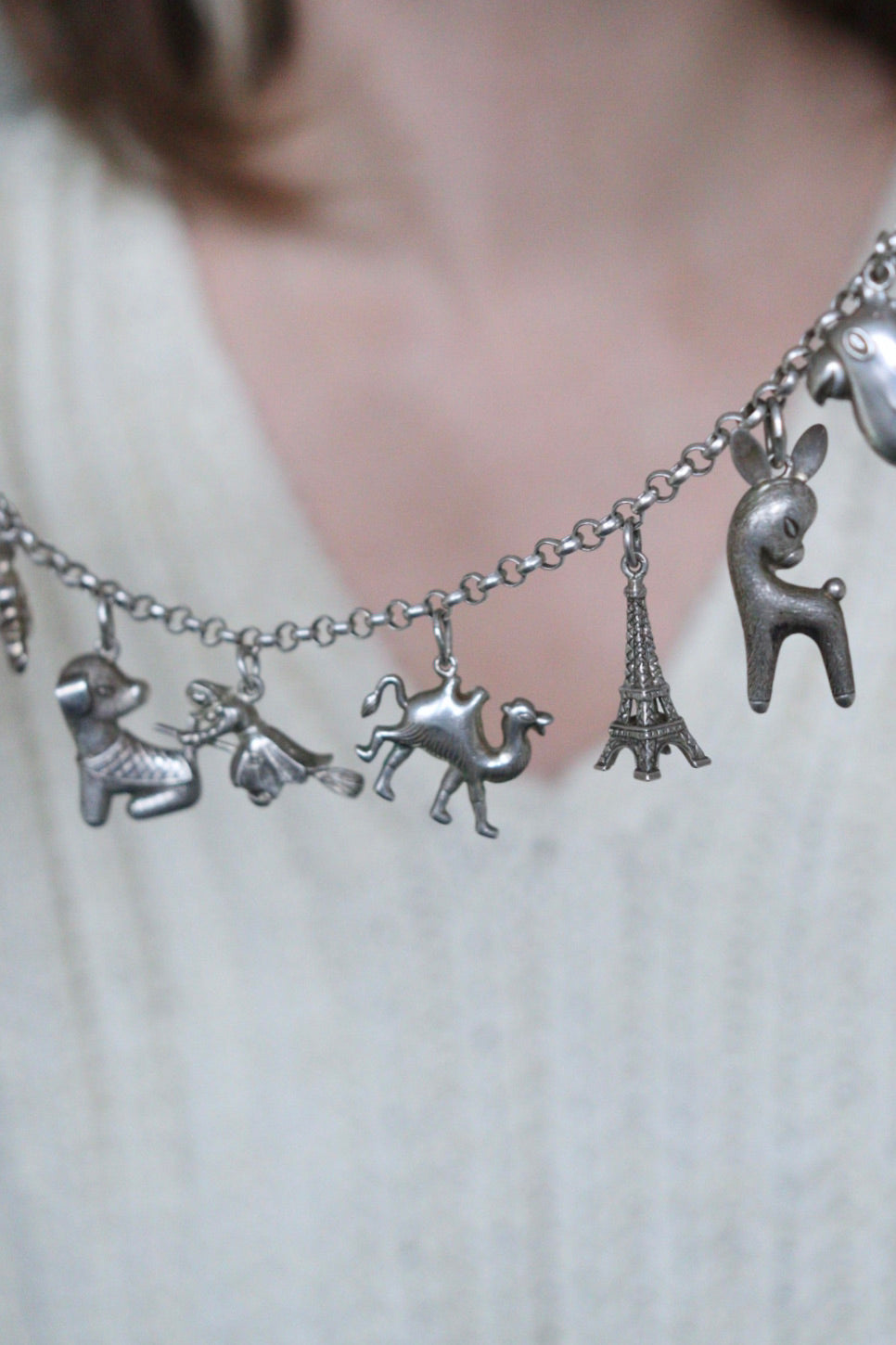The Charm Necklace - vintage silver charm necklace