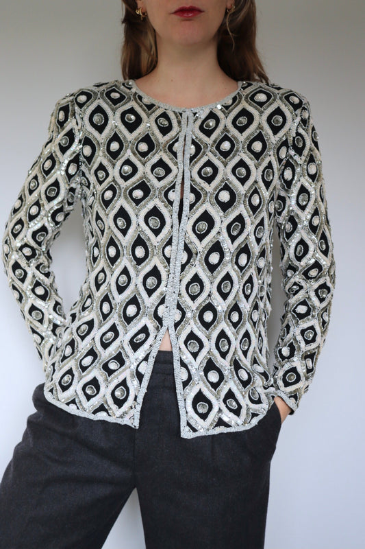 The Sparkle & Shine - vintage sequin cardigan / jacket - S up to M/L