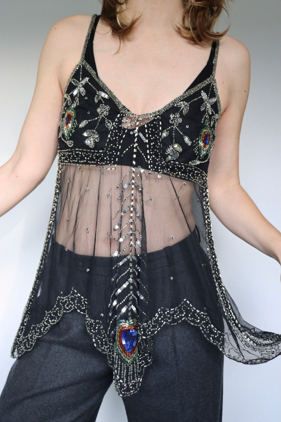 The Peacock Party - vintage sequin top - S up t0 M