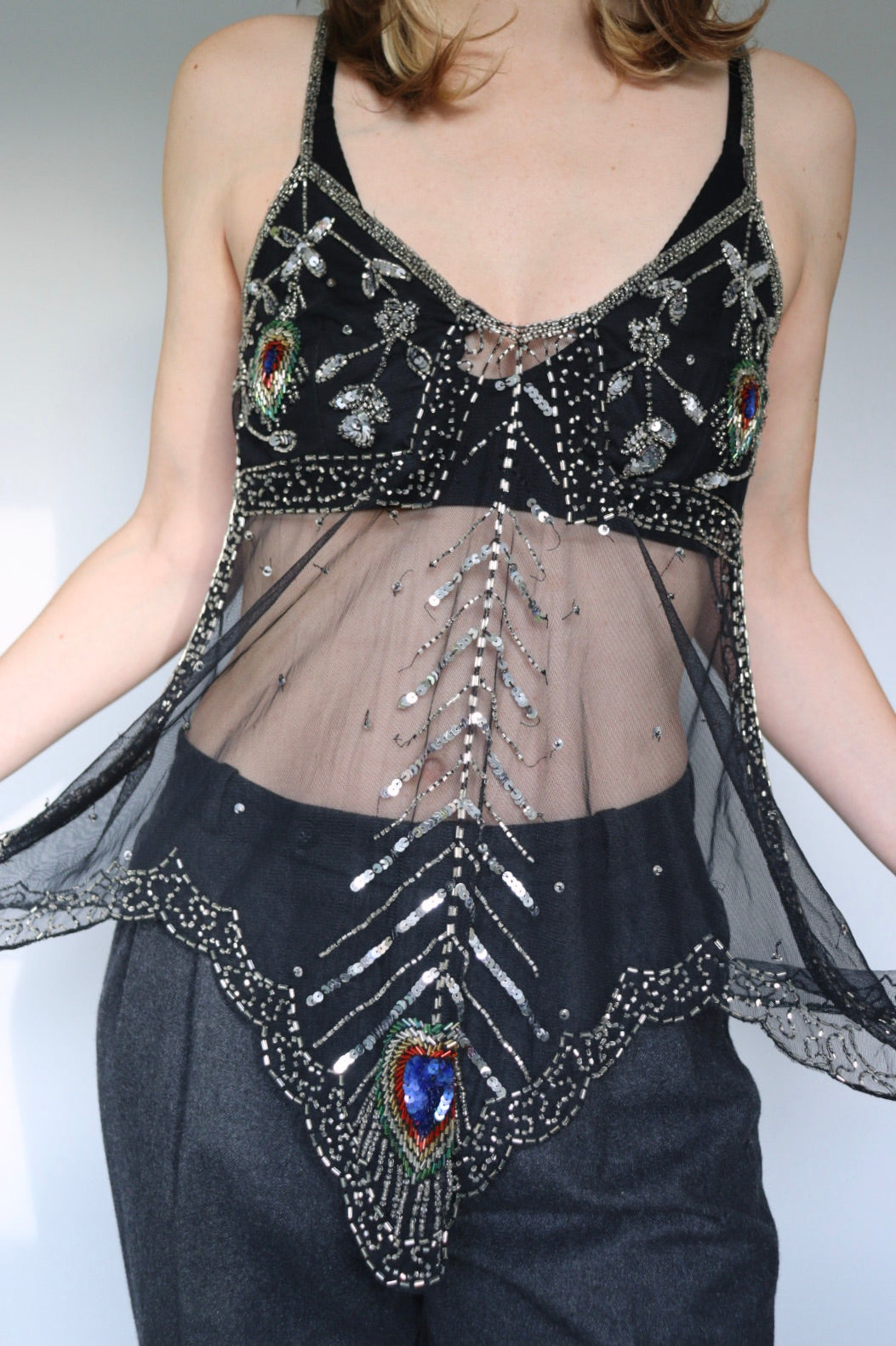 The Peacock Party - vintage sequin top - S up t0 M