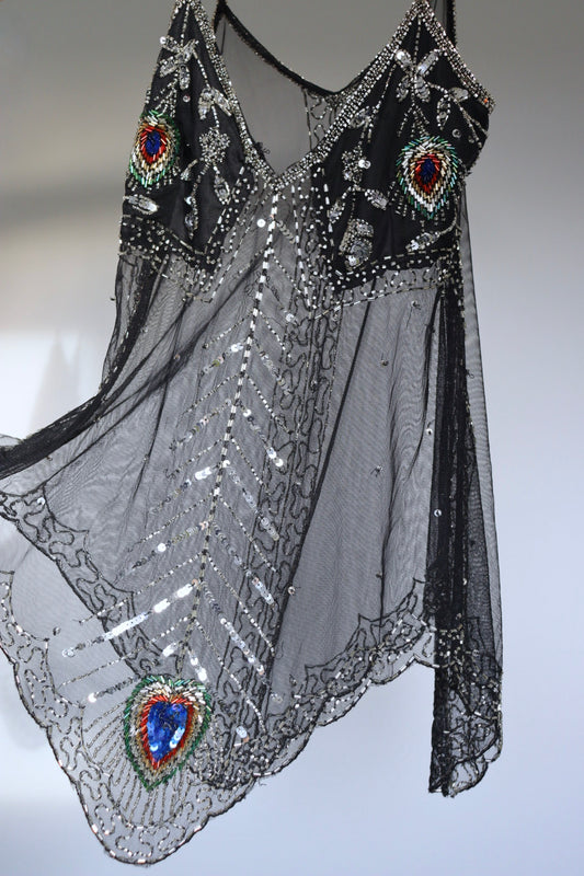 The Peacock Party - vintage sequin top - S up t0 M