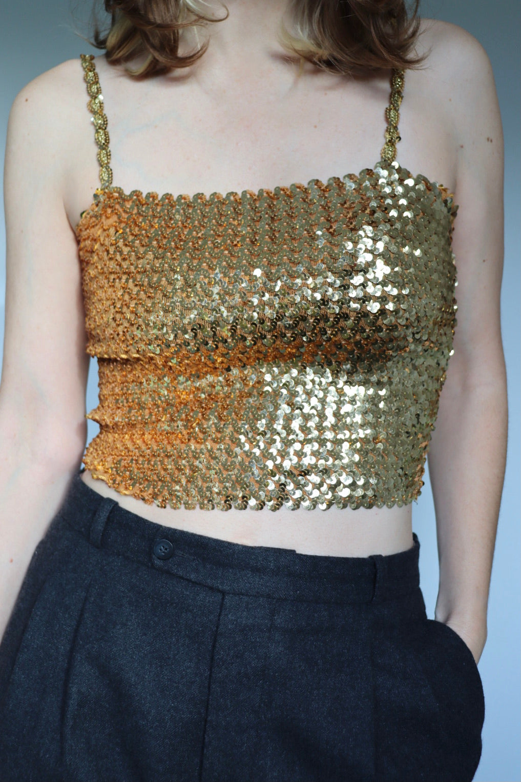 The Gold Spark - vintage sequin tube top - S up to M