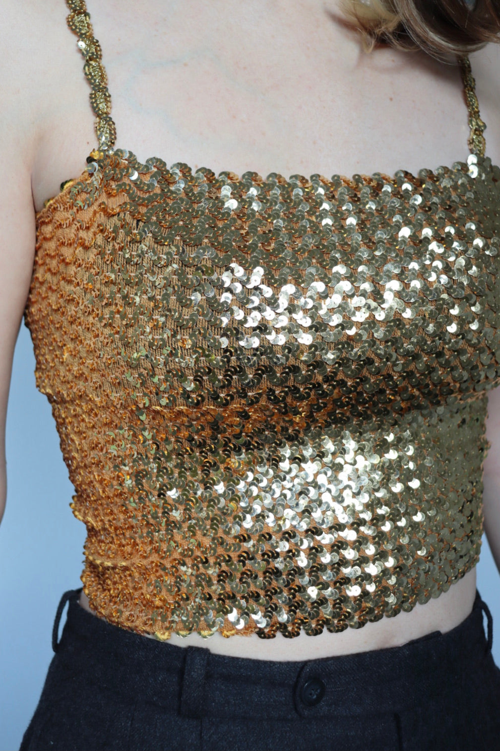 The Gold Spark - vintage sequin tube top - S up to M