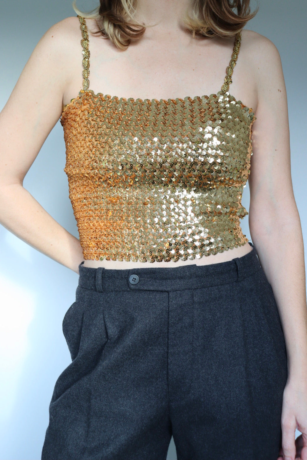 The Gold Spark - vintage sequin tube top - S up to M
