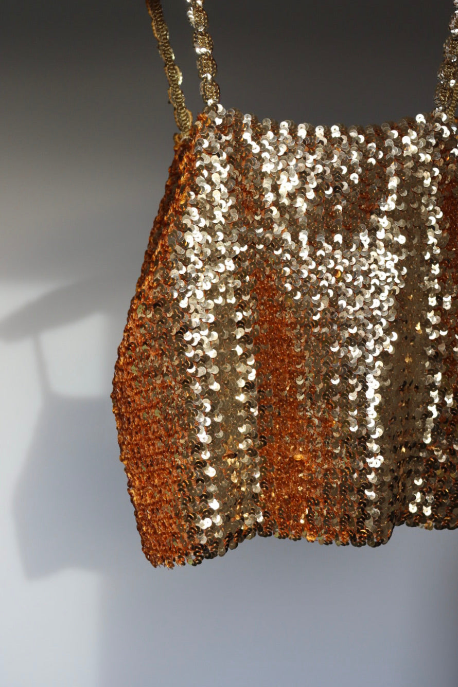 The Gold Spark - vintage sequin tube top - S up to M