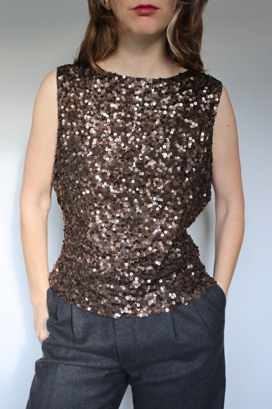 The Copper Spark - vintage sequin top - S up to L
