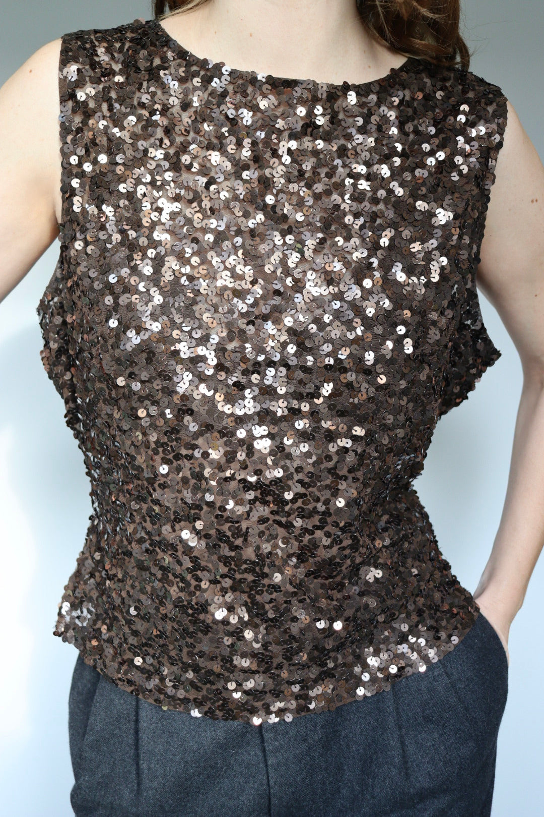 The Copper Spark - vintage sequin top - S up to L