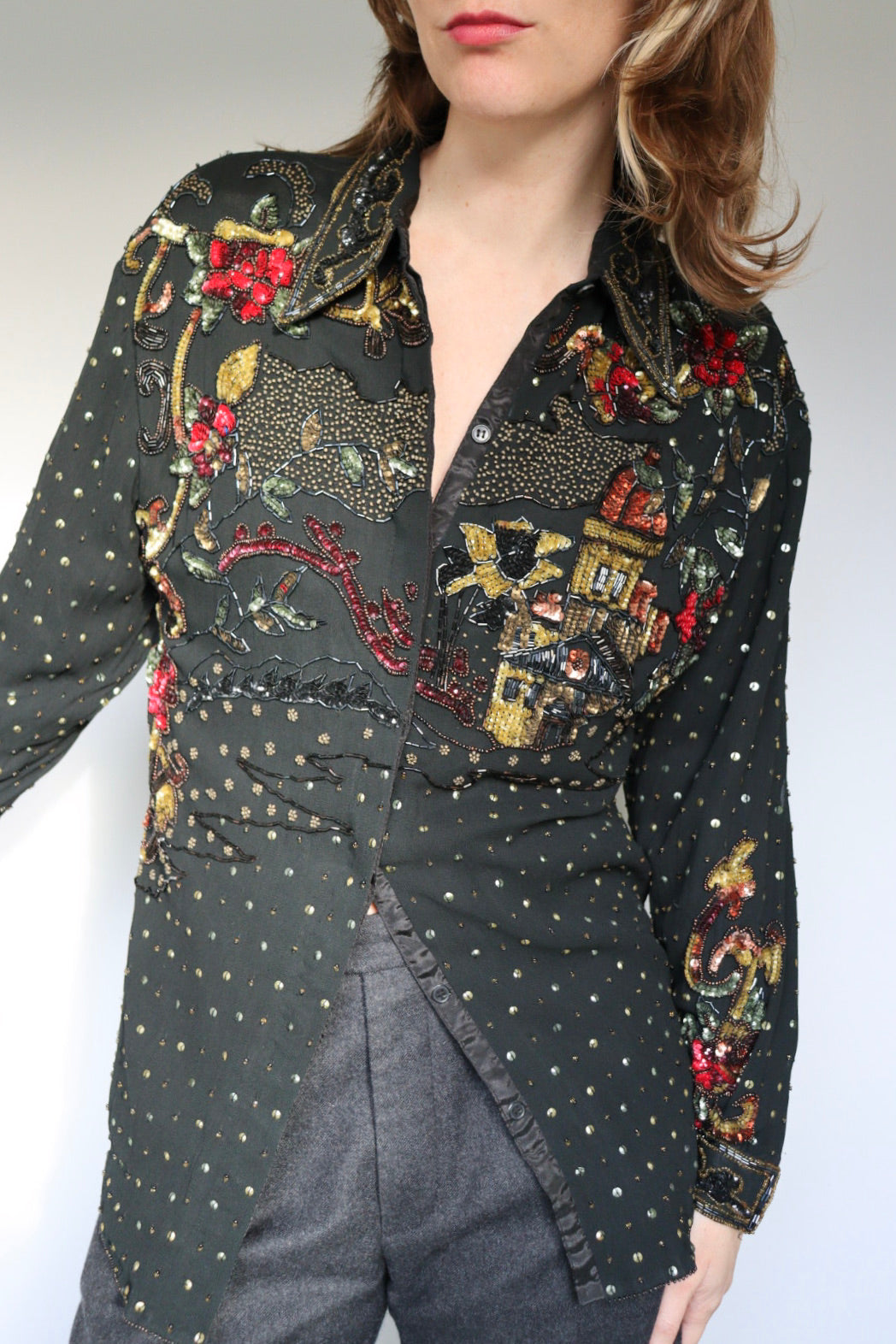 The Sparkle Show - vintage sequin blouse - S up to M/L