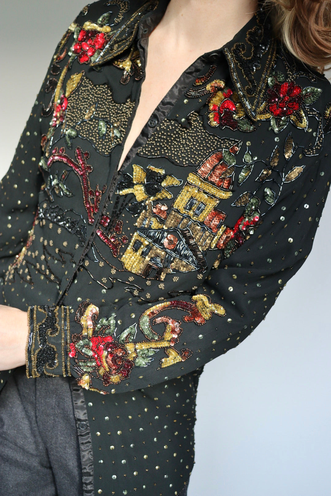 The Sparkle Show - vintage sequin blouse - S up to M/L