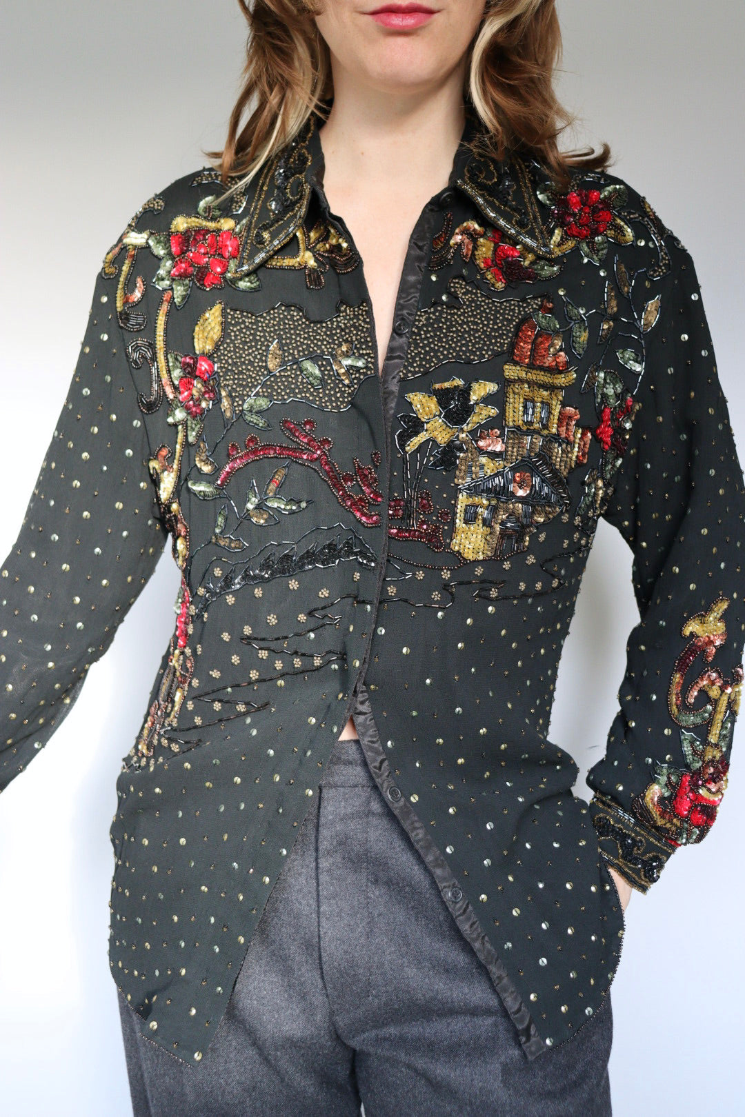 The Sparkle Show - vintage sequin blouse - S up to M/L