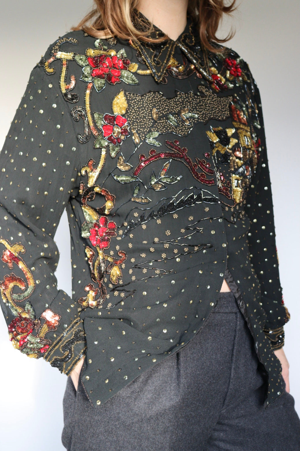 The Sparkle Show - vintage sequin blouse - S up to M/L