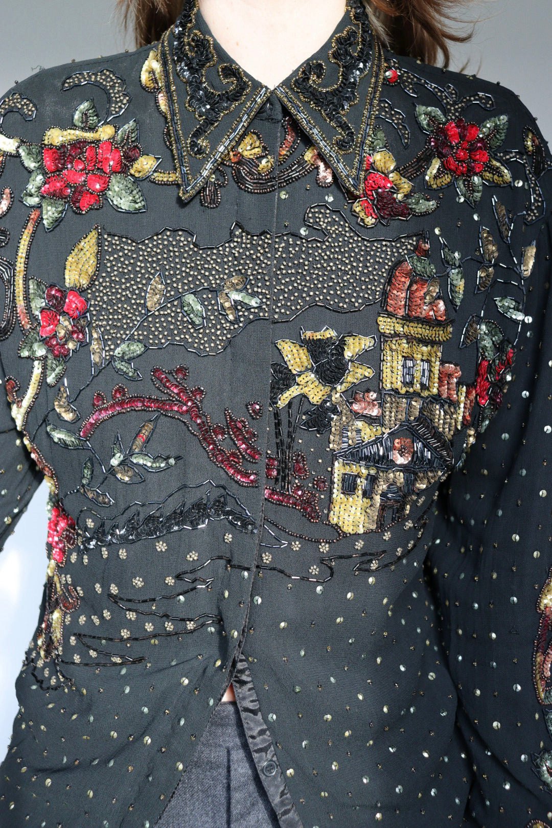 The Sparkle Show - vintage sequin blouse - S up to M/L
