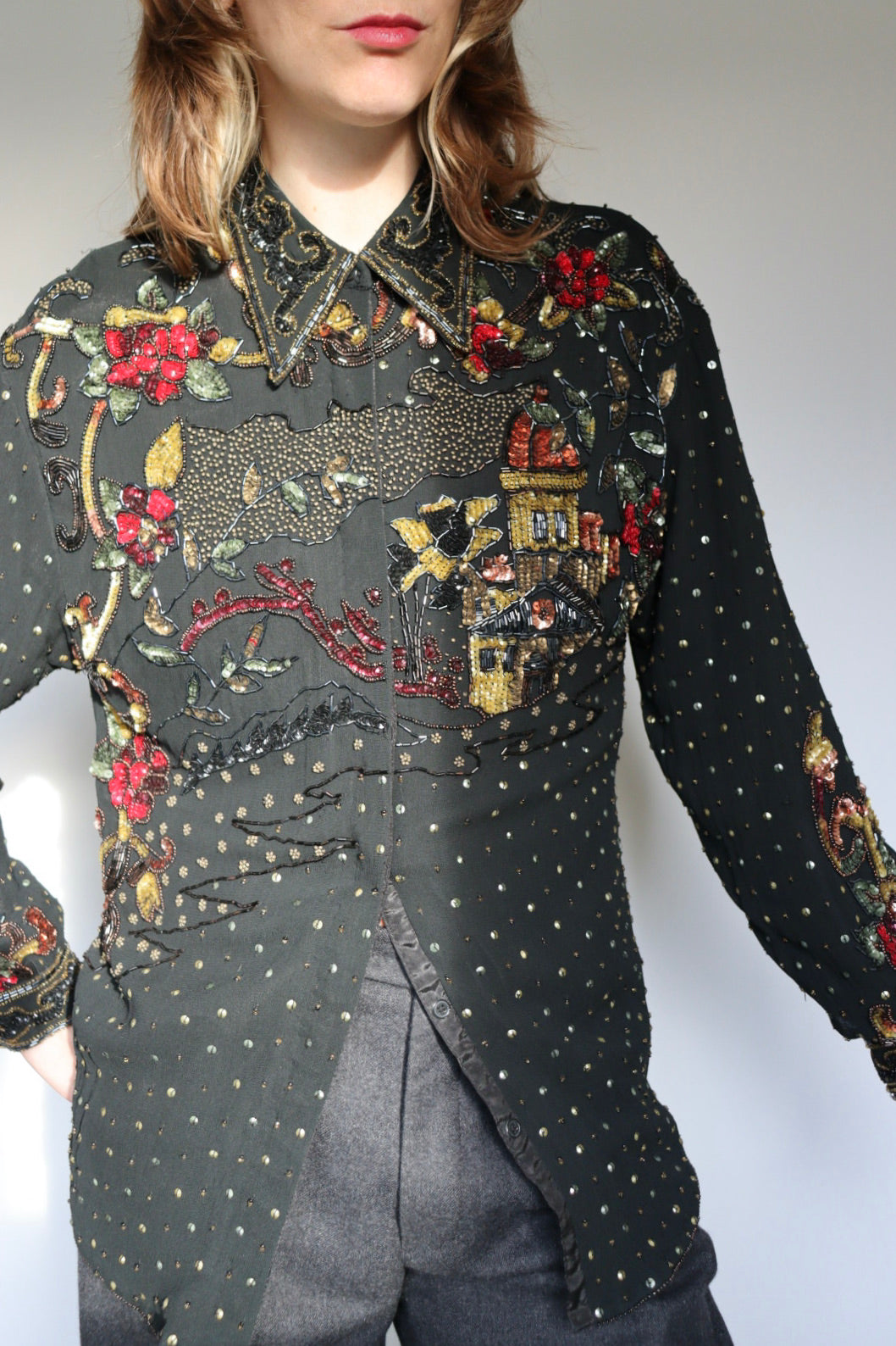 The Sparkle Show - vintage sequin blouse - S up to M/L