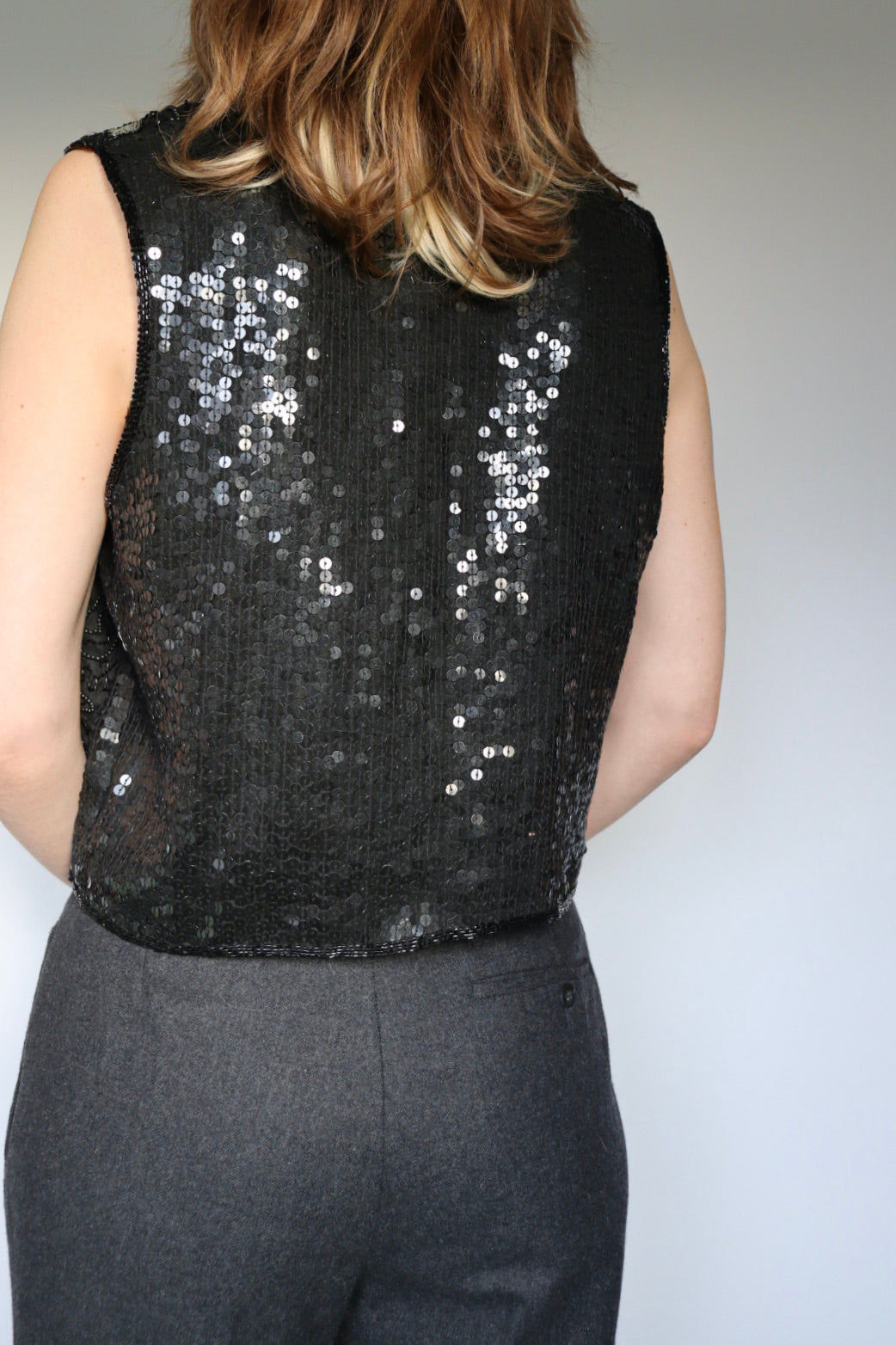 The Glitter Vest - vintage sequin vest / waistcoat - S up to M/L