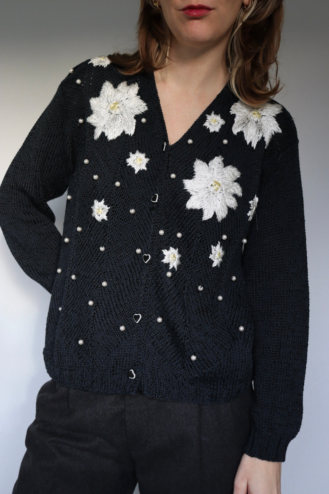The Flowers & Pearls - vintage cardigan - S up to M/L