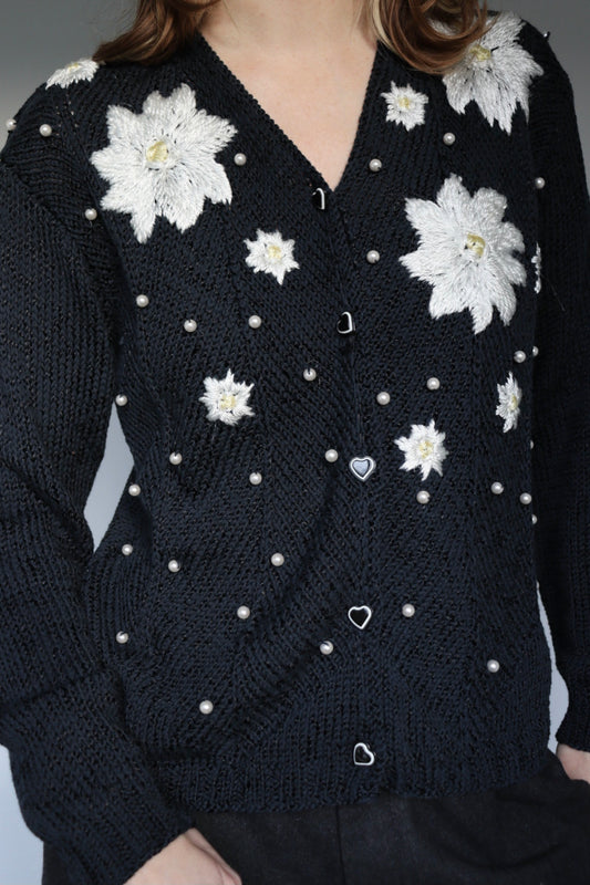 The Flowers & Pearls - vintage cardigan - S up to M/L