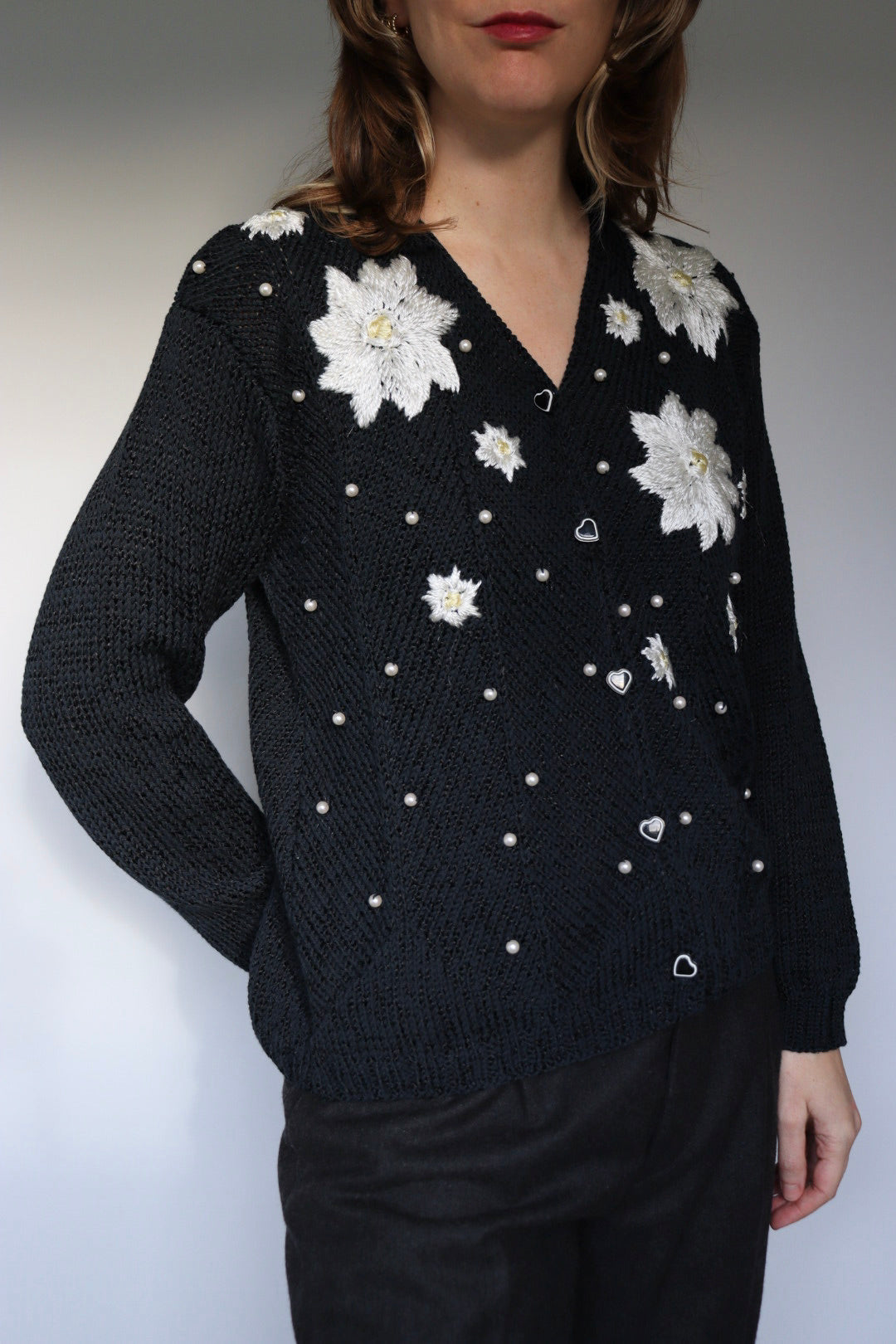 The Flowers & Pearls - vintage cardigan - S up to M/L