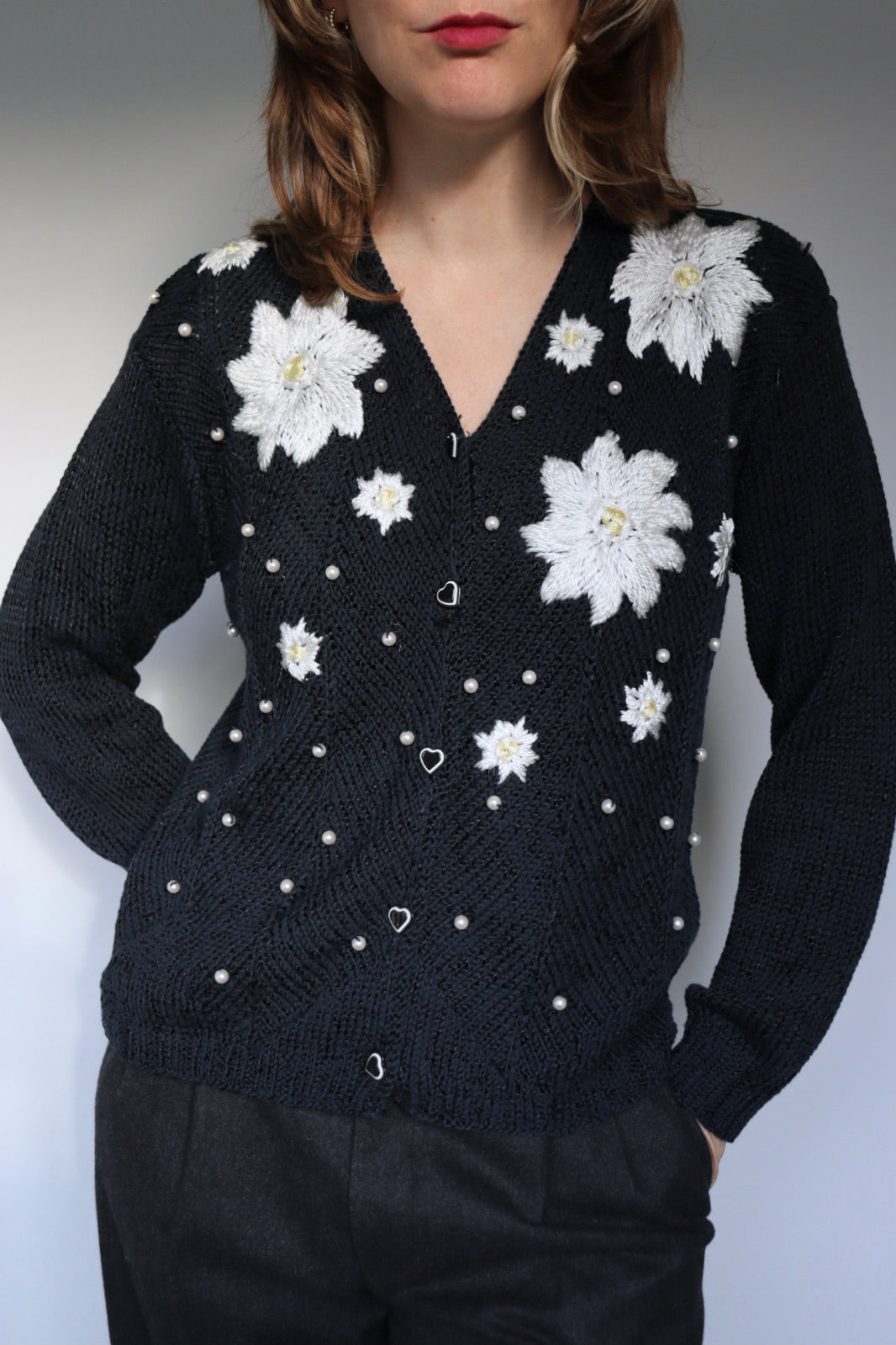 The Flowers & Pearls - vintage cardigan - S up to M/L