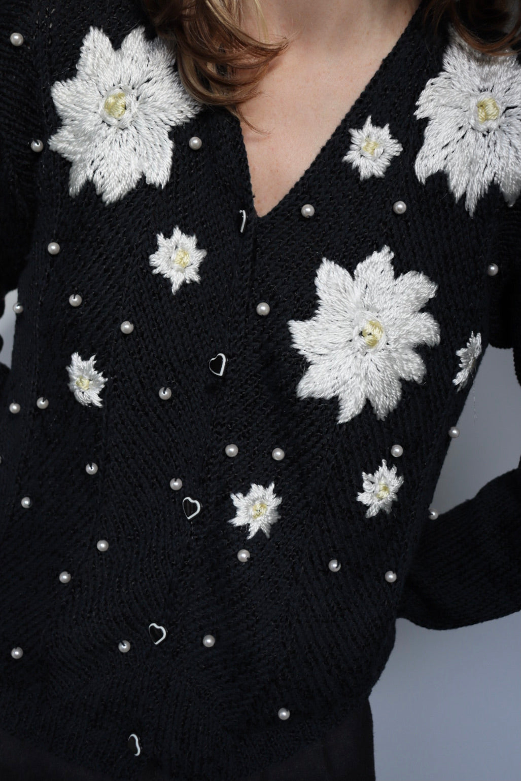 The Flowers & Pearls - vintage cardigan - S up to M/L