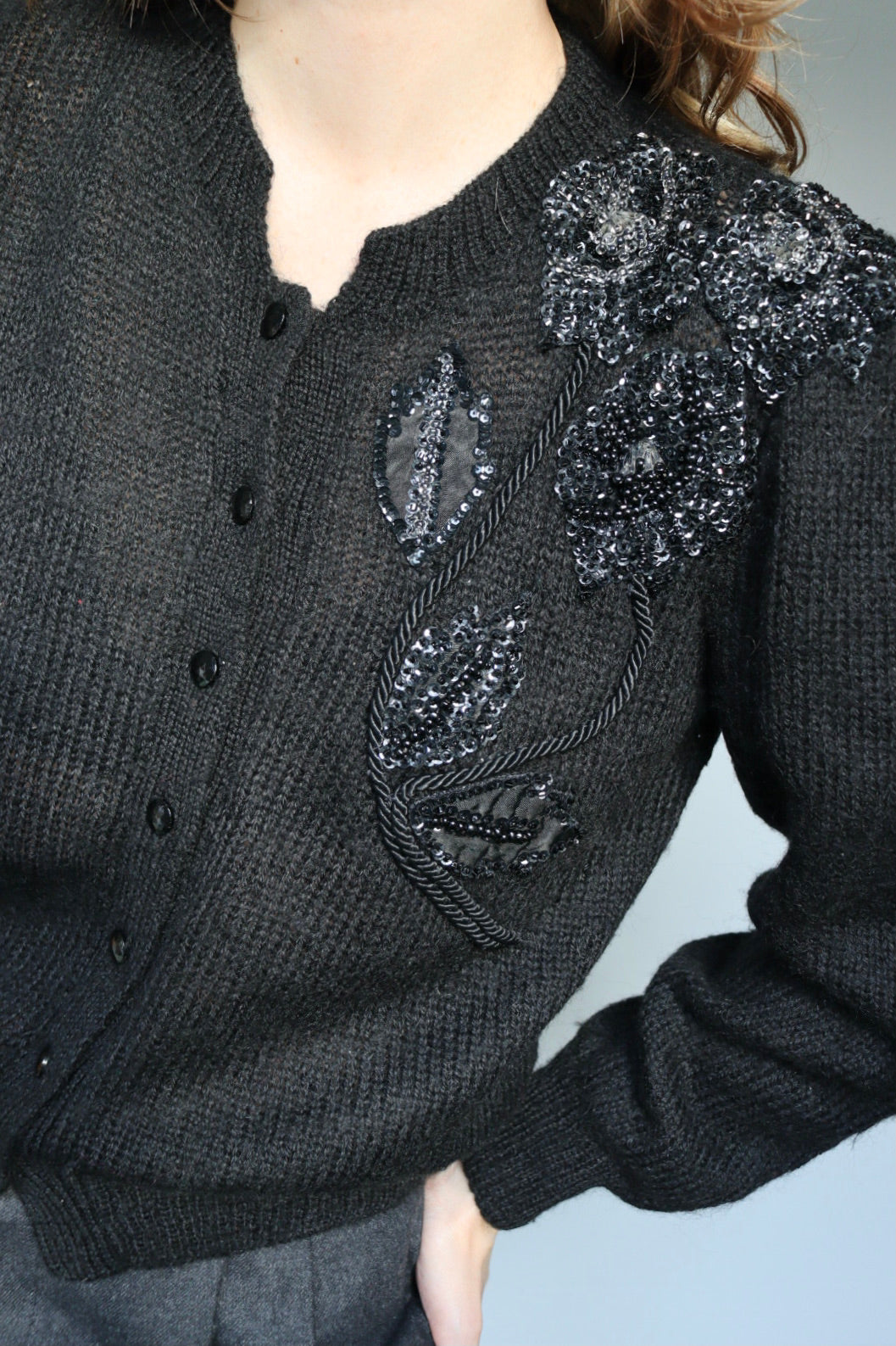 The Sparkle Shoulder - vintage cardigan - S up to M/L