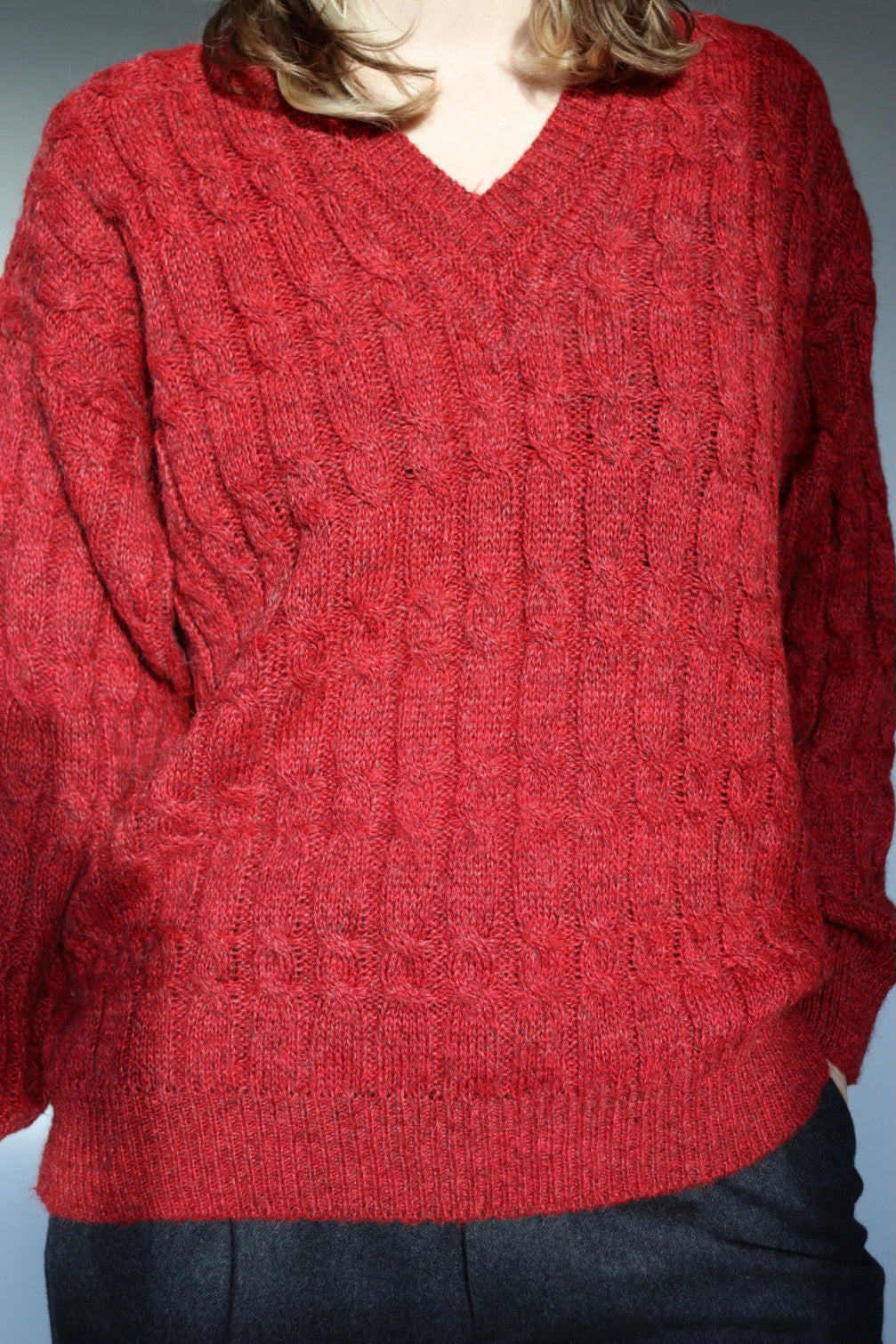 The Maroon V-neck - vintage knitted sweater - S up to L