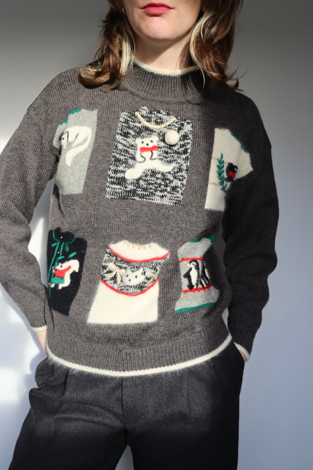 The Winter Windows - vintage sweater - S up to M