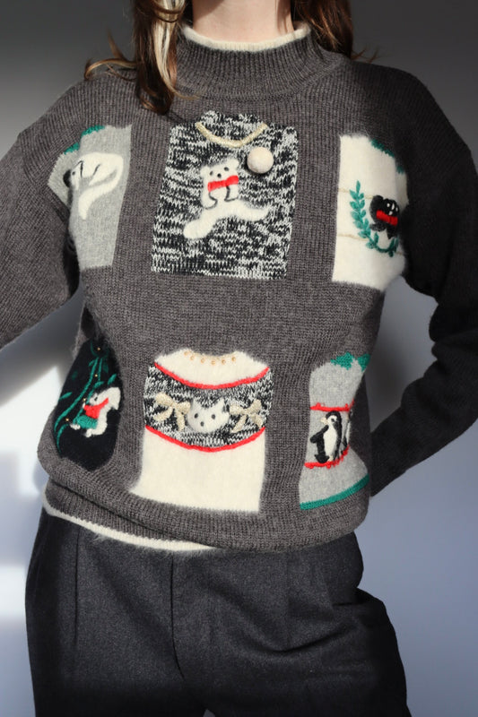 The Winter Windows - vintage sweater - S up to M