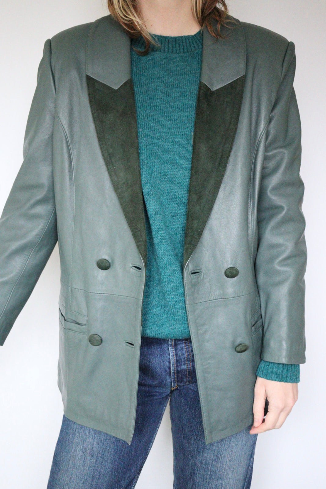 The Sage Leather - vintage leather blazer - S up to M/L