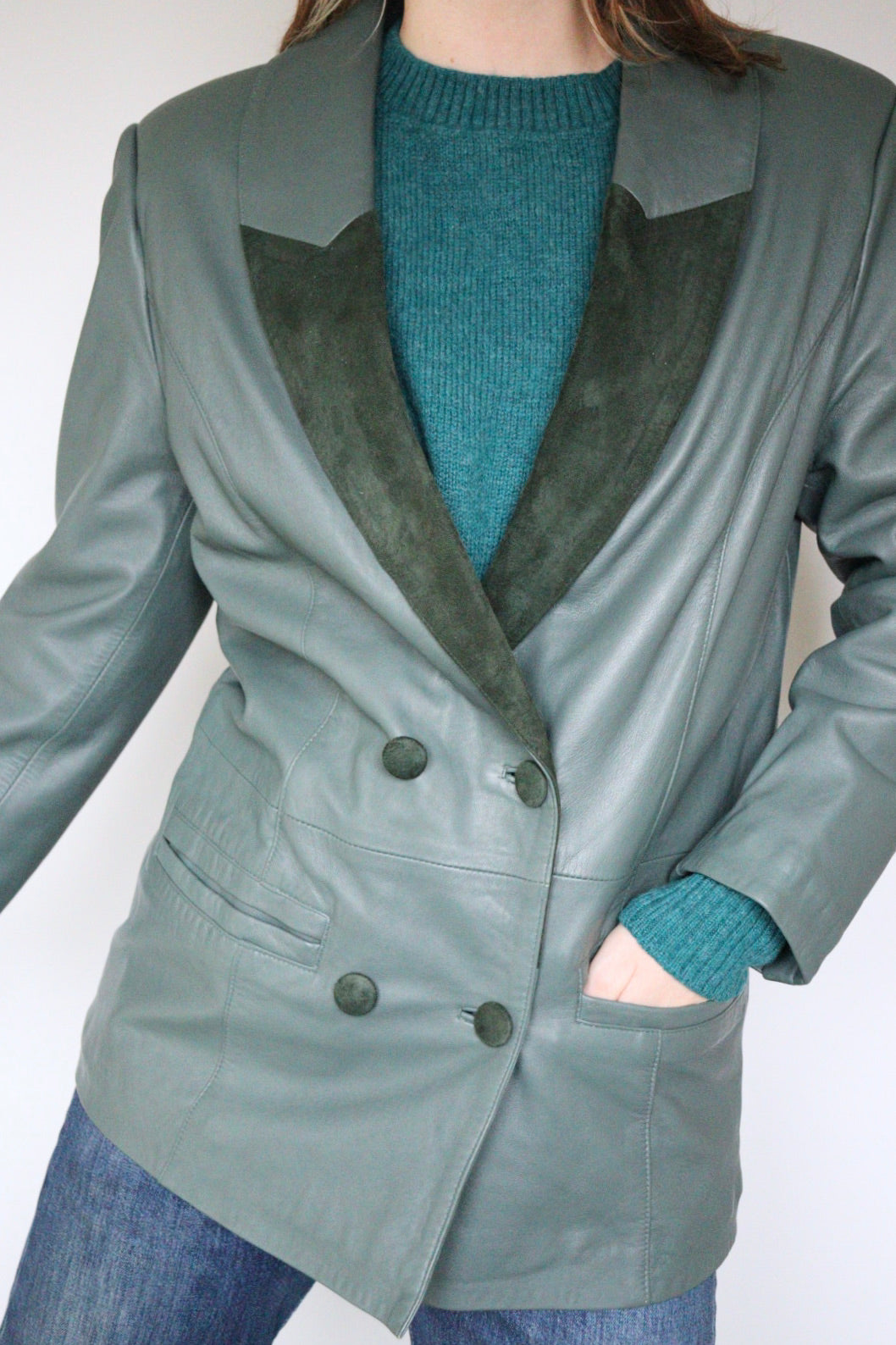 The Sage Leather - vintage leather blazer - S up to M/L