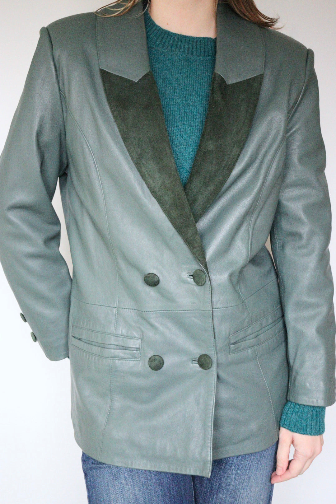 The Sage Leather - vintage leather blazer - S up to M/L