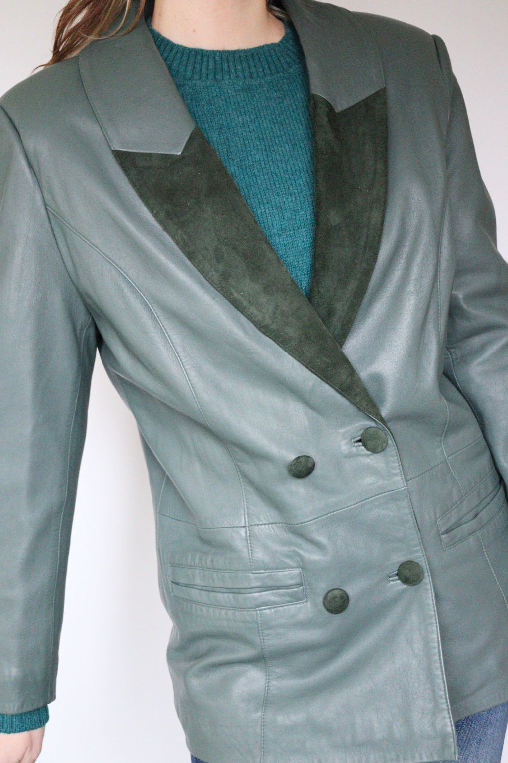 The Sage Leather - vintage leather blazer - S up to M/L