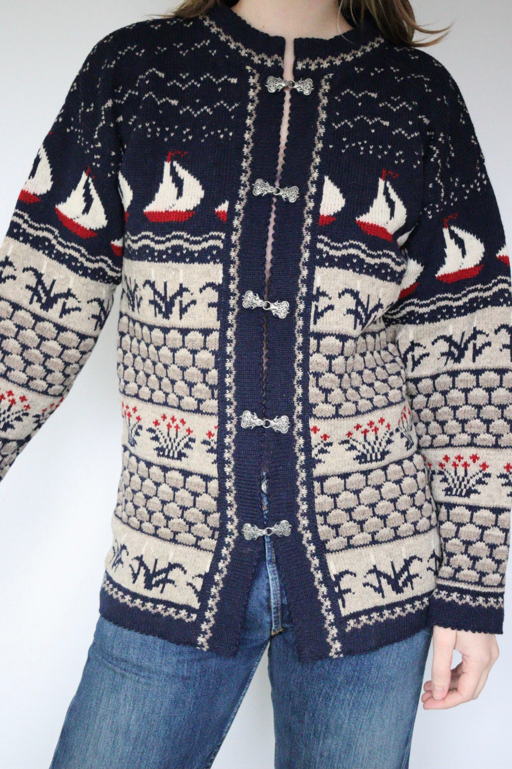 The Sailing to Norway - vintage knitted cardigan - S up to L