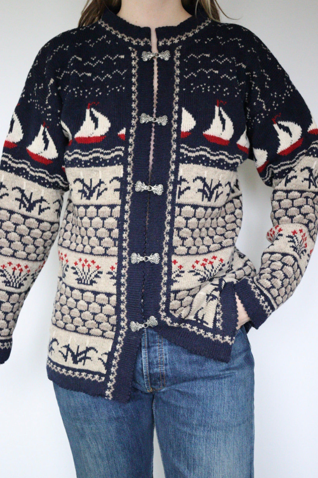 The Sailing to Norway - vintage knitted cardigan - S up to L