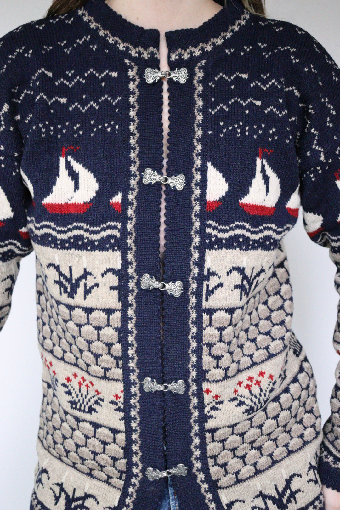 The Sailing to Norway - vintage knitted cardigan - S up to L