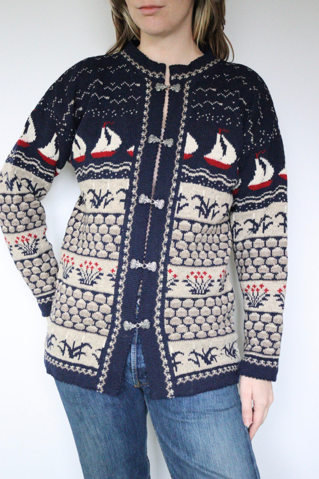 The Sailing to Norway - vintage knitted cardigan - S up to L