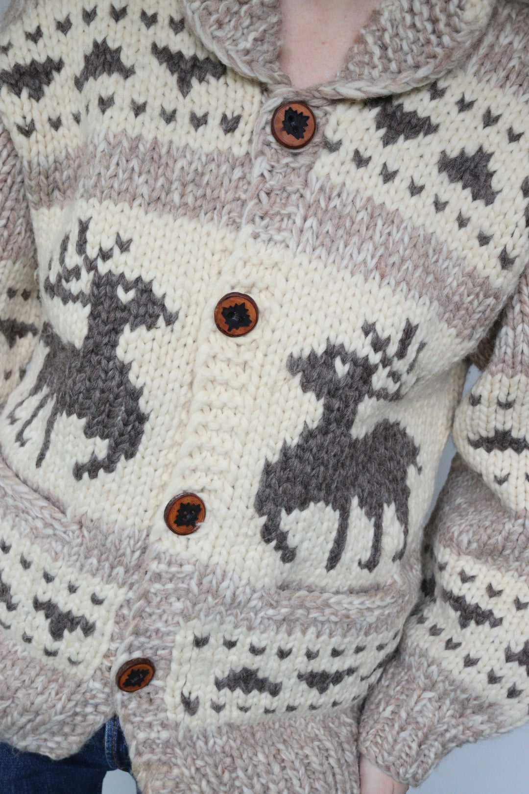 The Wool Reindeer - vintage knitted cardigan - S up to M/L
