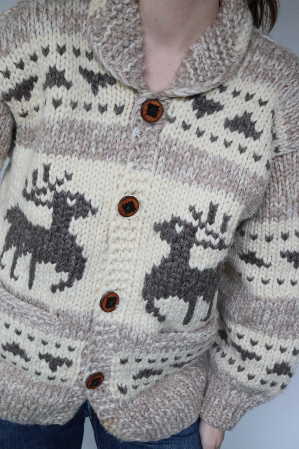 The Wool Reindeer - vintage knitted cardigan - S up to M/L