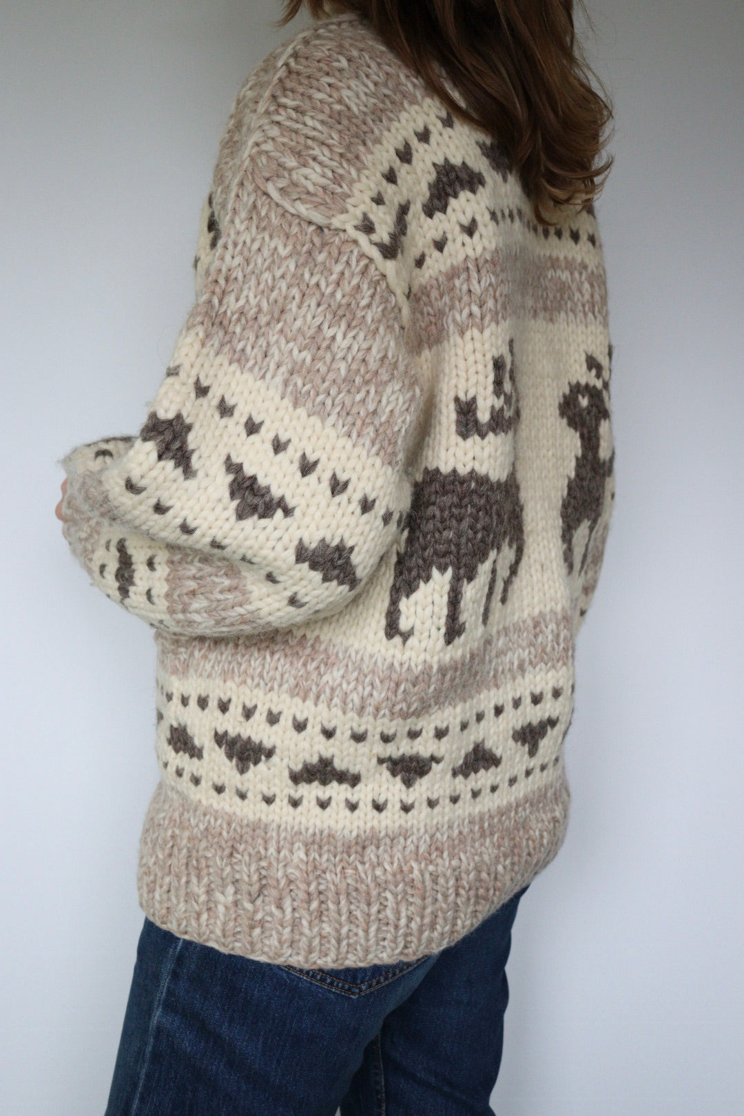 The Wool Reindeer - vintage knitted cardigan - S up to M/L