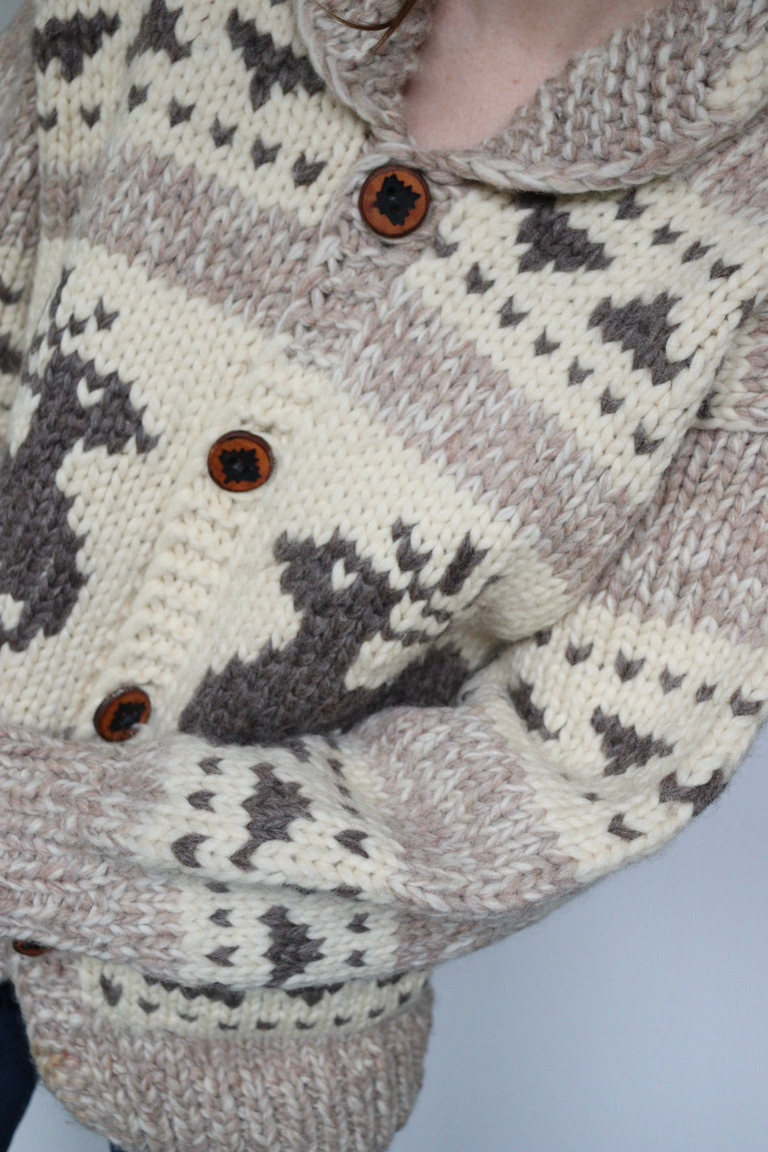 The Wool Reindeer - vintage knitted cardigan - S up to M/L