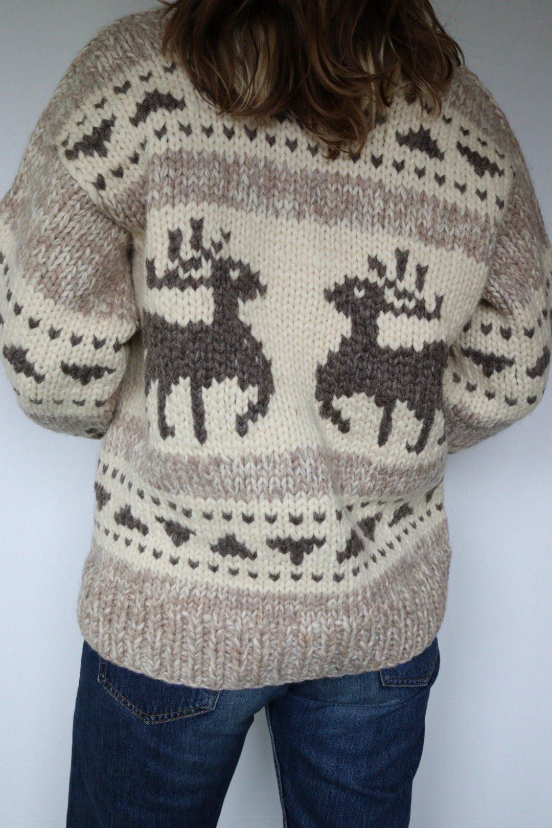 The Wool Reindeer - vintage knitted cardigan - S up to M/L