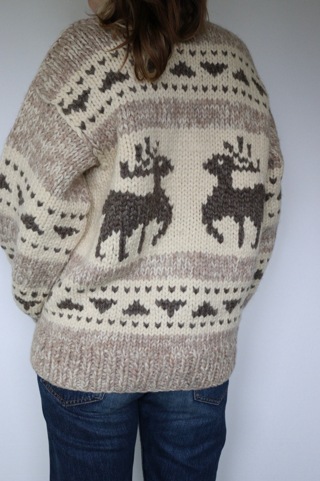 The Wool Reindeer - vintage knitted cardigan - S up to M/L