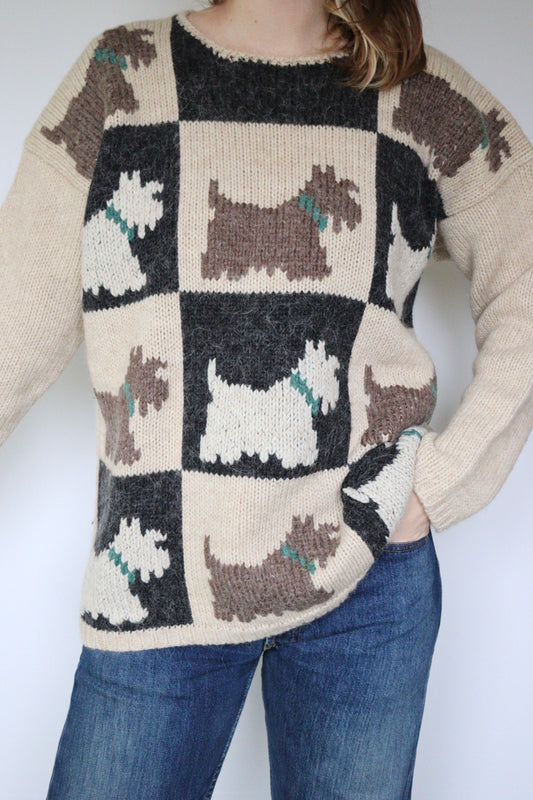The Scottie Dogs - vintage knitted sweater - S up to L