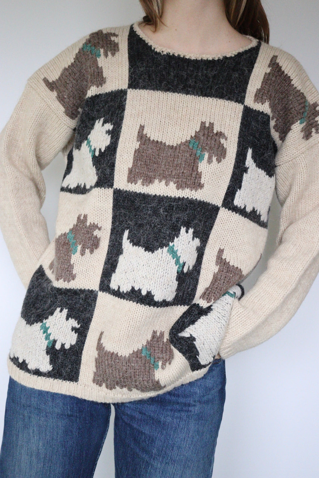 The Scottie Dogs - vintage knitted sweater - S up to L