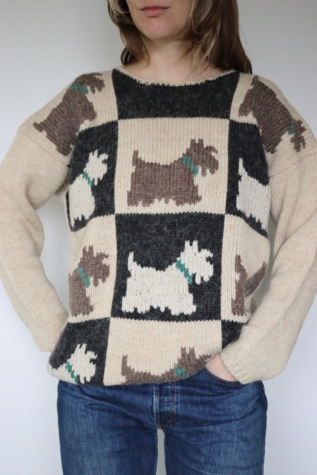 The Scottie Dogs - vintage knitted sweater - S up to L