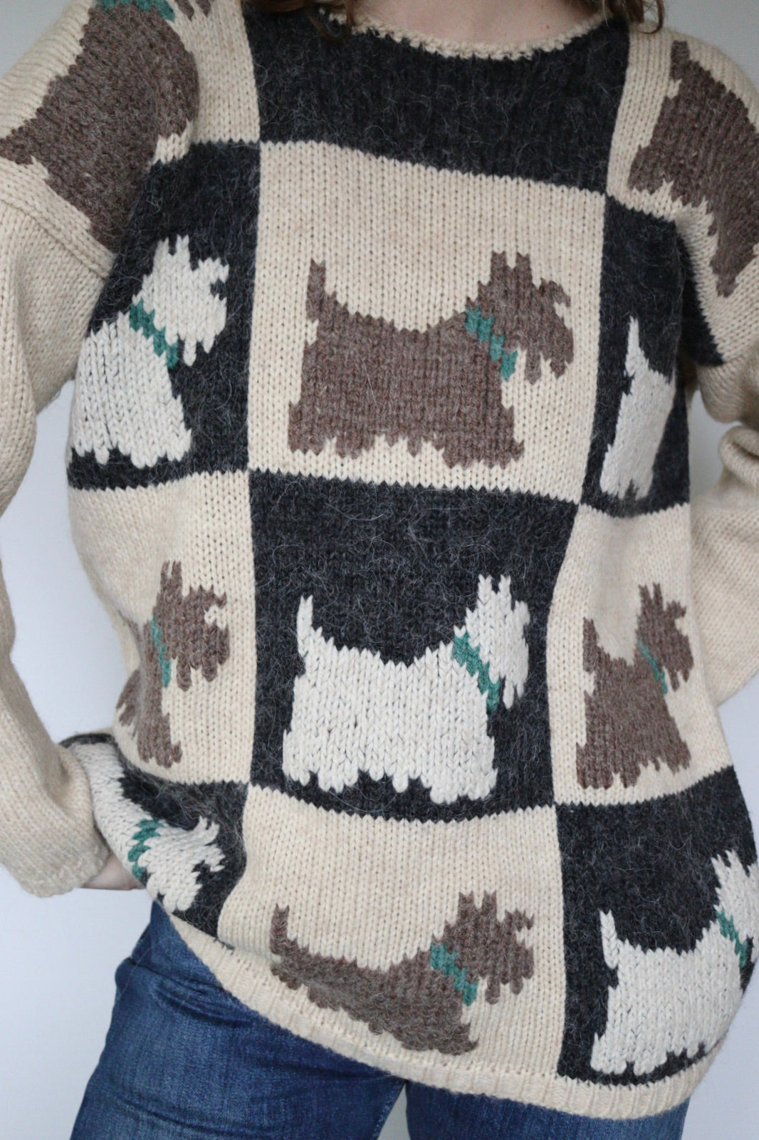The Scottie Dogs - vintage knitted sweater - S up to L